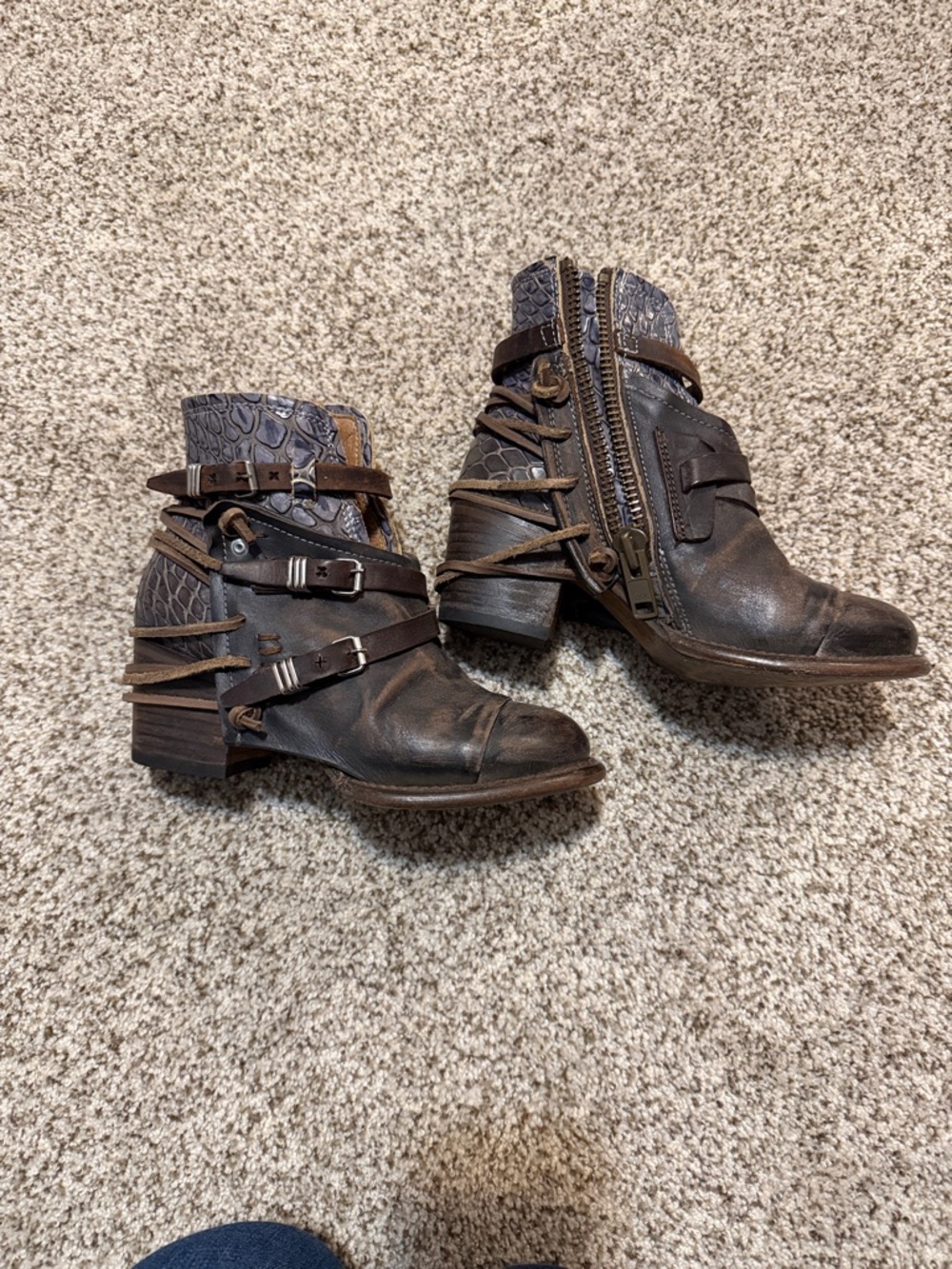 Freebird by Steven Brown Leather Strap & Buckle Ankle Booties